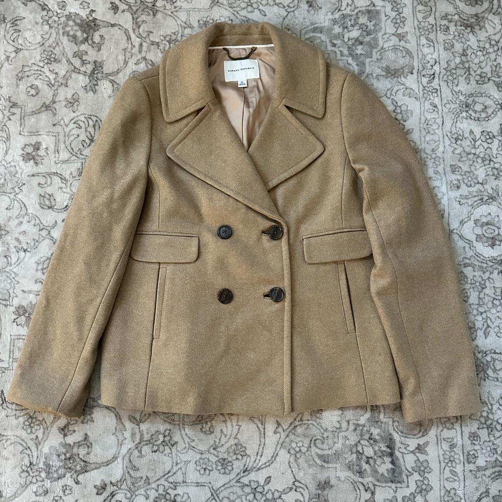 Banana Republic Camel Wool Blend Peacoat Jacket - Picture 2 of 9
